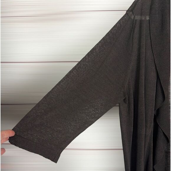 Marina Rinaldi Open Front Lightweight Semi Sheer Brown Draped Long Cardigan L - Picture 7 of 12